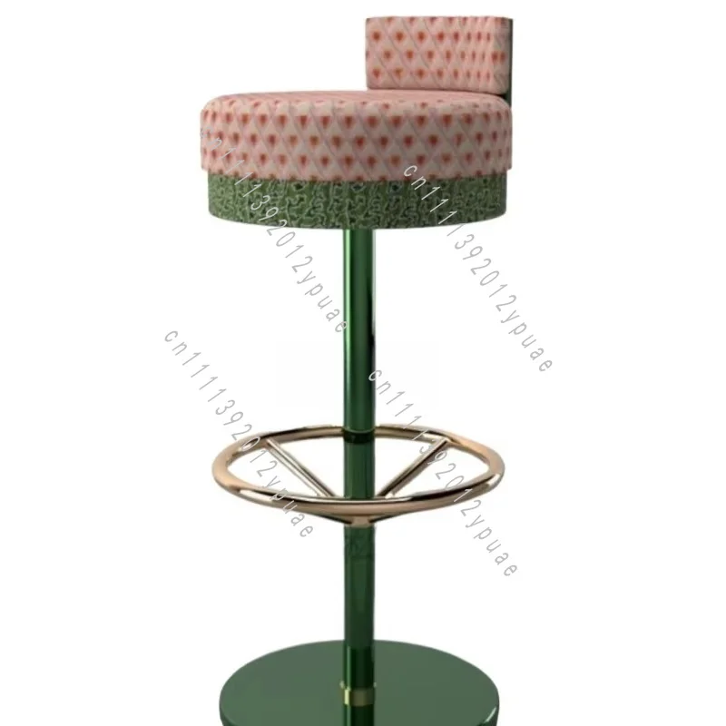 Light Luxury Style Metal Bar Chair, Height Bar Stool Seat Suitable for Bar, Cafe, Reception Front Desk