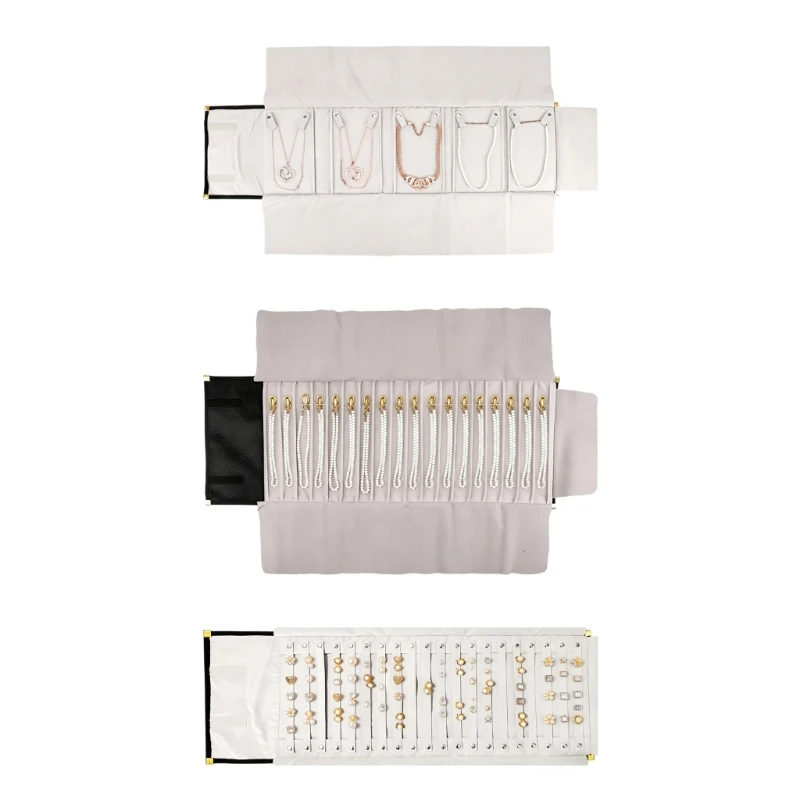 A52E Elegante Schmuck-Rolltasche mit sicheren Fächern, perfekt für Reisen und den Heimgebrauch – Detail 1