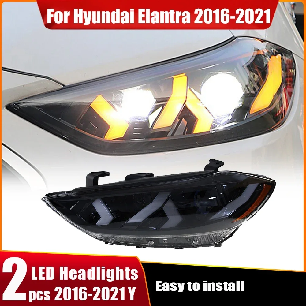 

2pcs car bumper headlamp For Hyundai Elantra headlight 2016 2017 2018~2021y head lamp for Hyundai Elantra Automotive Accessories