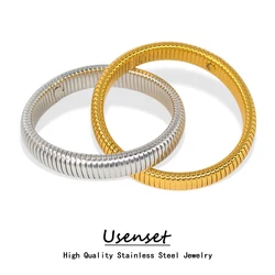 Trendy Stainless Steel Double-Layer Elastic Bracelet for Women Hip Hop Spiral Waterproof Bangle