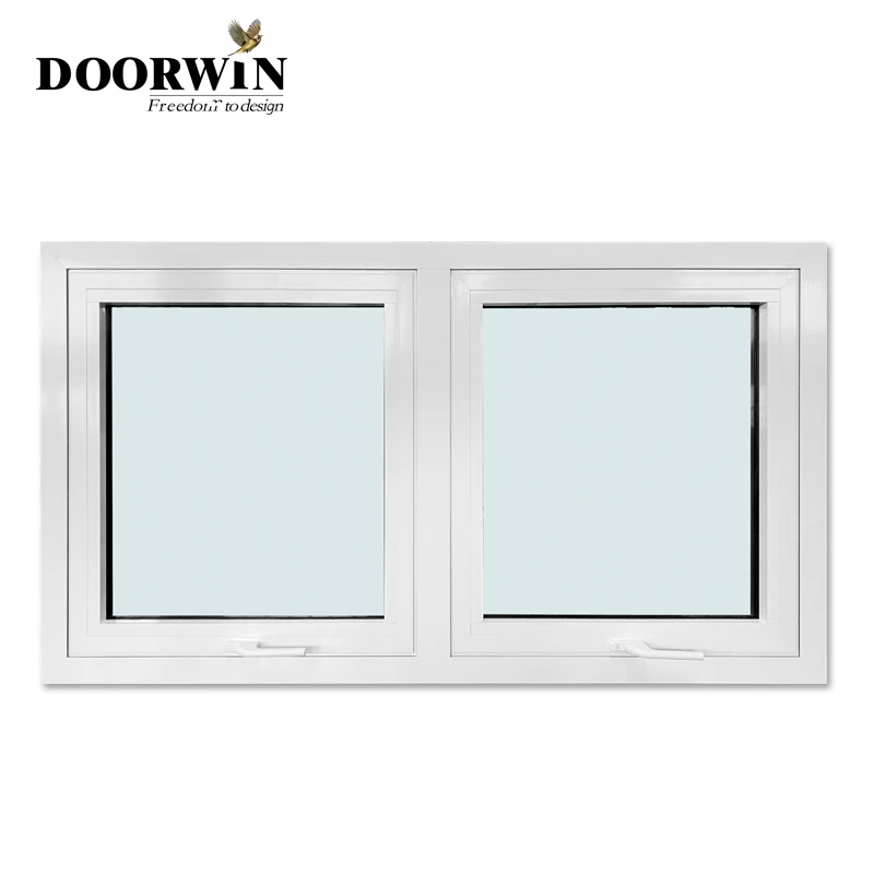 Doorwin-Alumínio Alloy Quadro Top Hung Casement, Triplo Vidros Varanda Janela, Cadeia Winder, alumínio Toldo Janelas