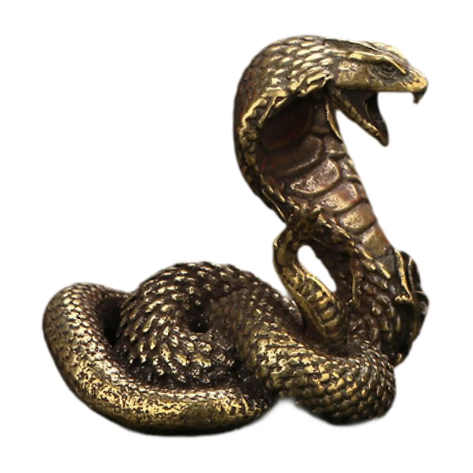 Mini Brass Snake Sculpture Souvenir Cute Kung Fu Tea Pet Miniature 1.8x1.1x1.6inch Feng Shui Ornament for Tea Room Artistic