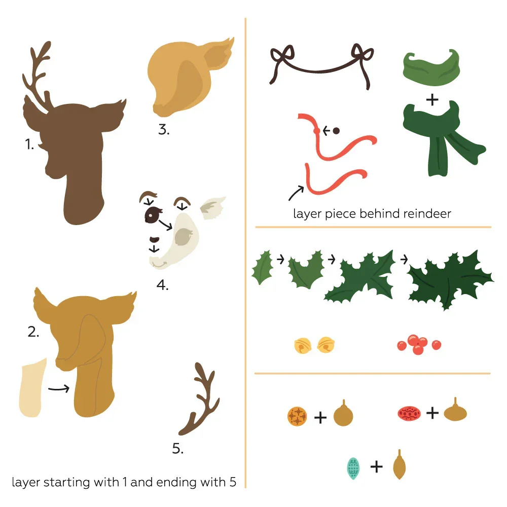 New 2024 Vintage Reindeer Christmas Cutting Dies for Scrapbooking Paper Making Bee Frame Craft Card no Stamps