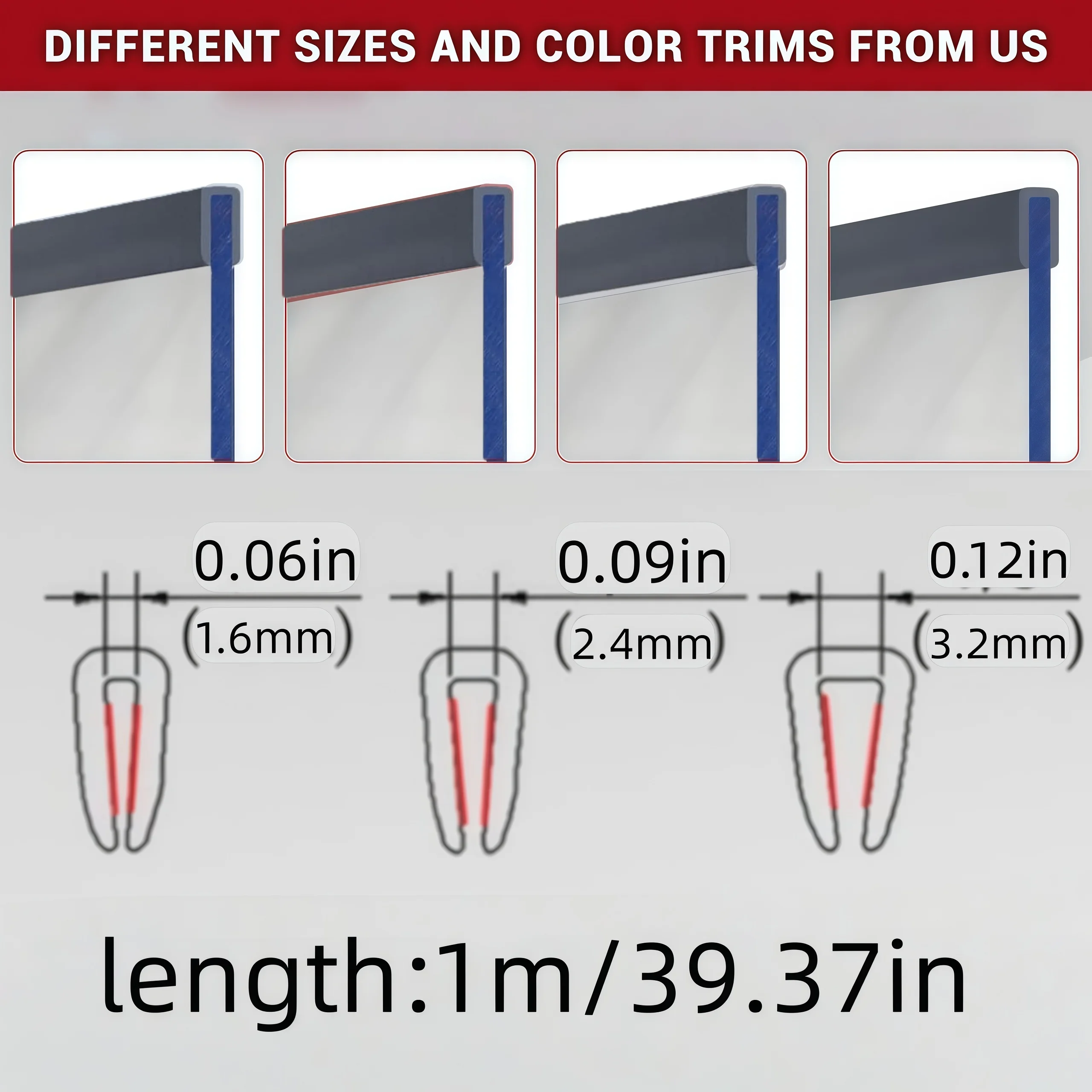 1PC 1m/3meters/5m Self Adhesive Flexible U Channel Edge Protecter for Sheet Metal, Car Doors, U Shaped Sharp Edge Guards