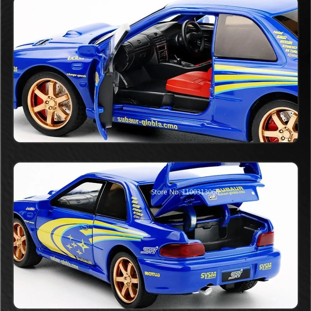 Coches de juguete Subaru Impreza de fundición a presión de aleación 1:32, modelos con música ligera, supercoche en miniatura extraíble, regalos para el Día de los niños