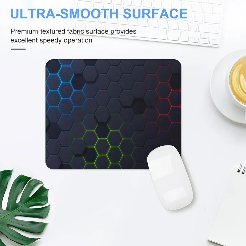 Hexagonal pattern designed mousepad, PC game accessory, high-quality desktop decoration, rubber material, anti-slip and washable