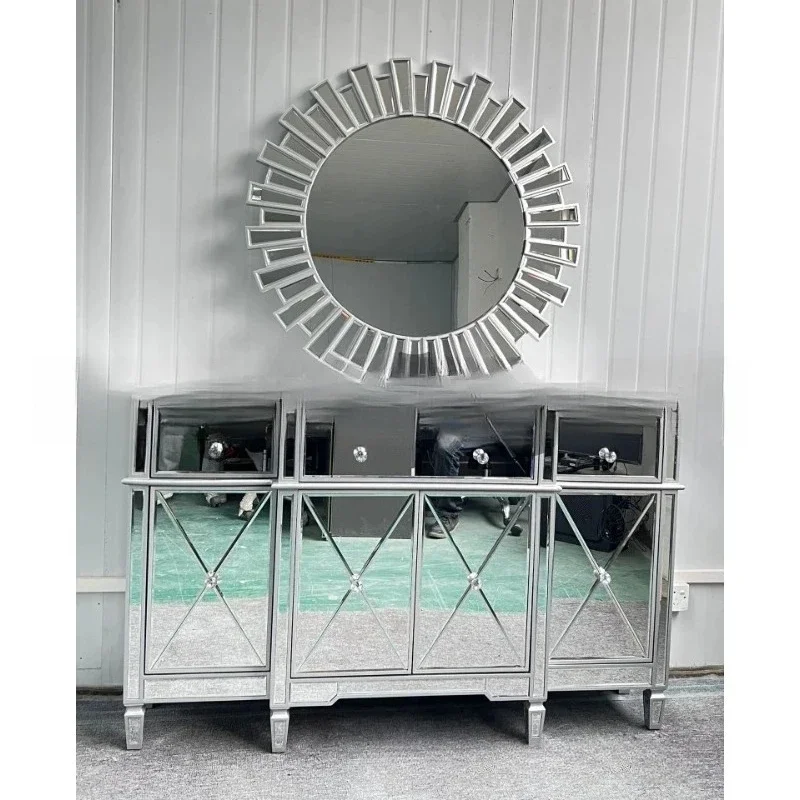 

European-style Light Luxury Mirrored Glass Vanity Mirror Makeup Mirror Wall-mounted Bathroom Hanging Wall Mirror