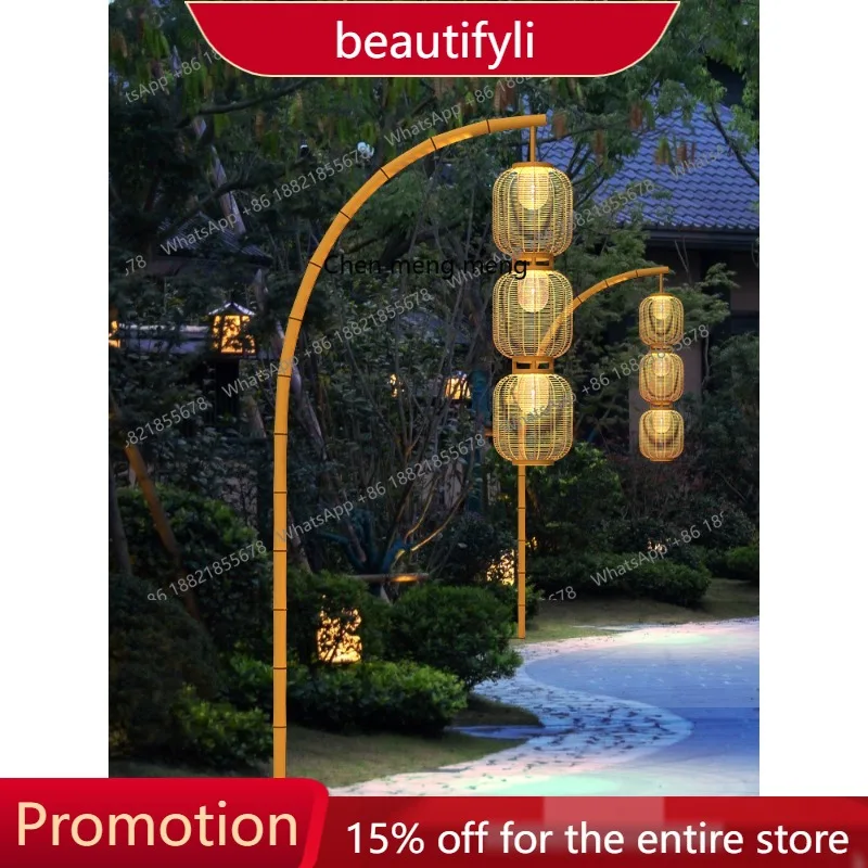

s51 Simulation bamboo high pole lamp outdoor homestay scenic garden lamp retro villa block landscape garden street lamp