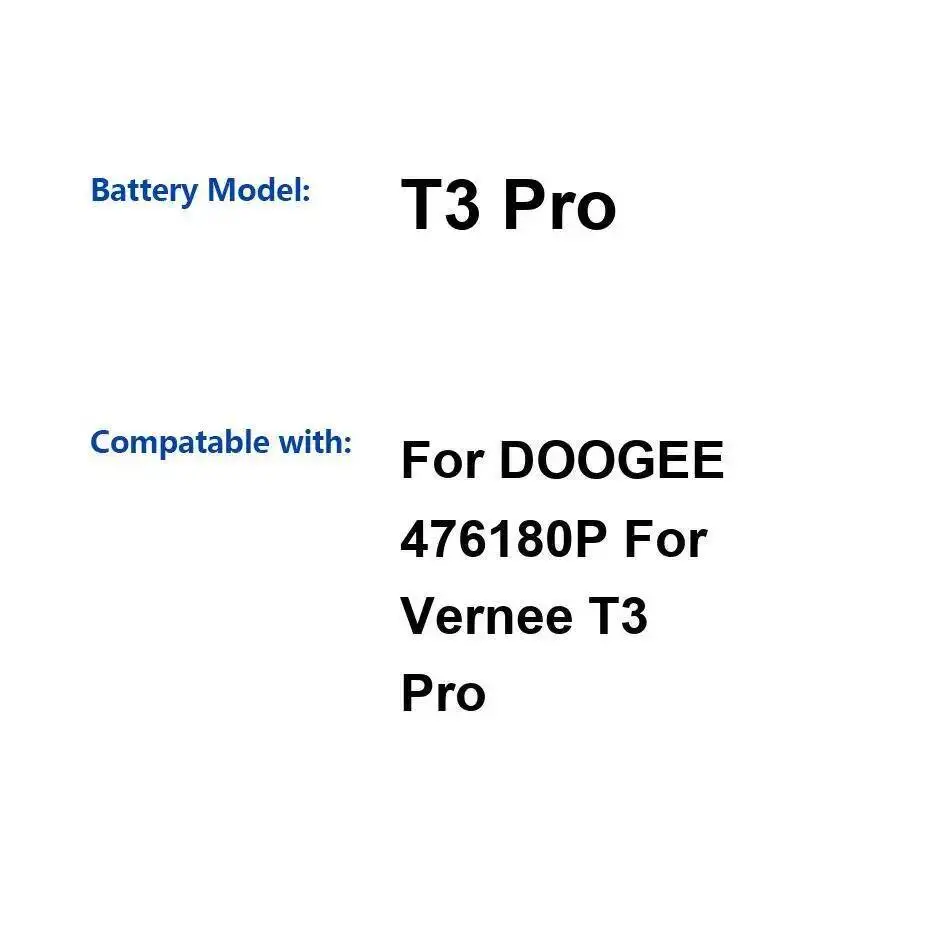 Прочный аккумулятор для мобильного телефона Doogee 476180P Vernee T3 Pro 4080 мАч