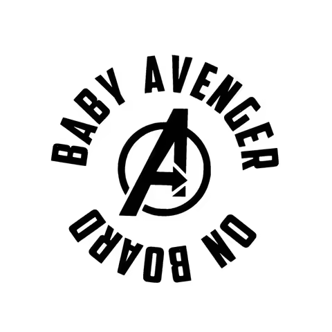 Car StiIckers BABY AVENGER On BOARD Funny Safety Vinyl PVC Waterproof Sunscreen 20CM