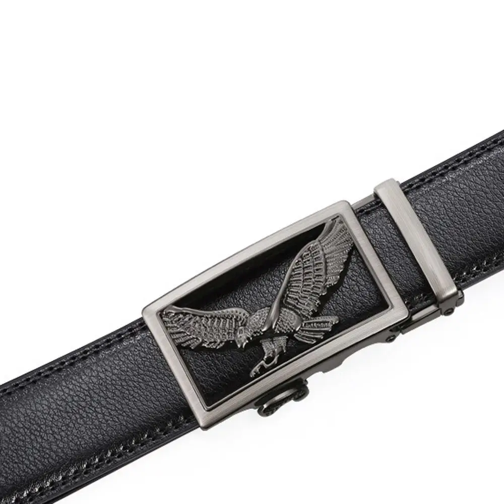 حزام عمل كاجوال على شكل نسر من جلد البولي يوريثان بتصميم فاخر حزام بإبزيم تلقائي عتيق للرجال #5