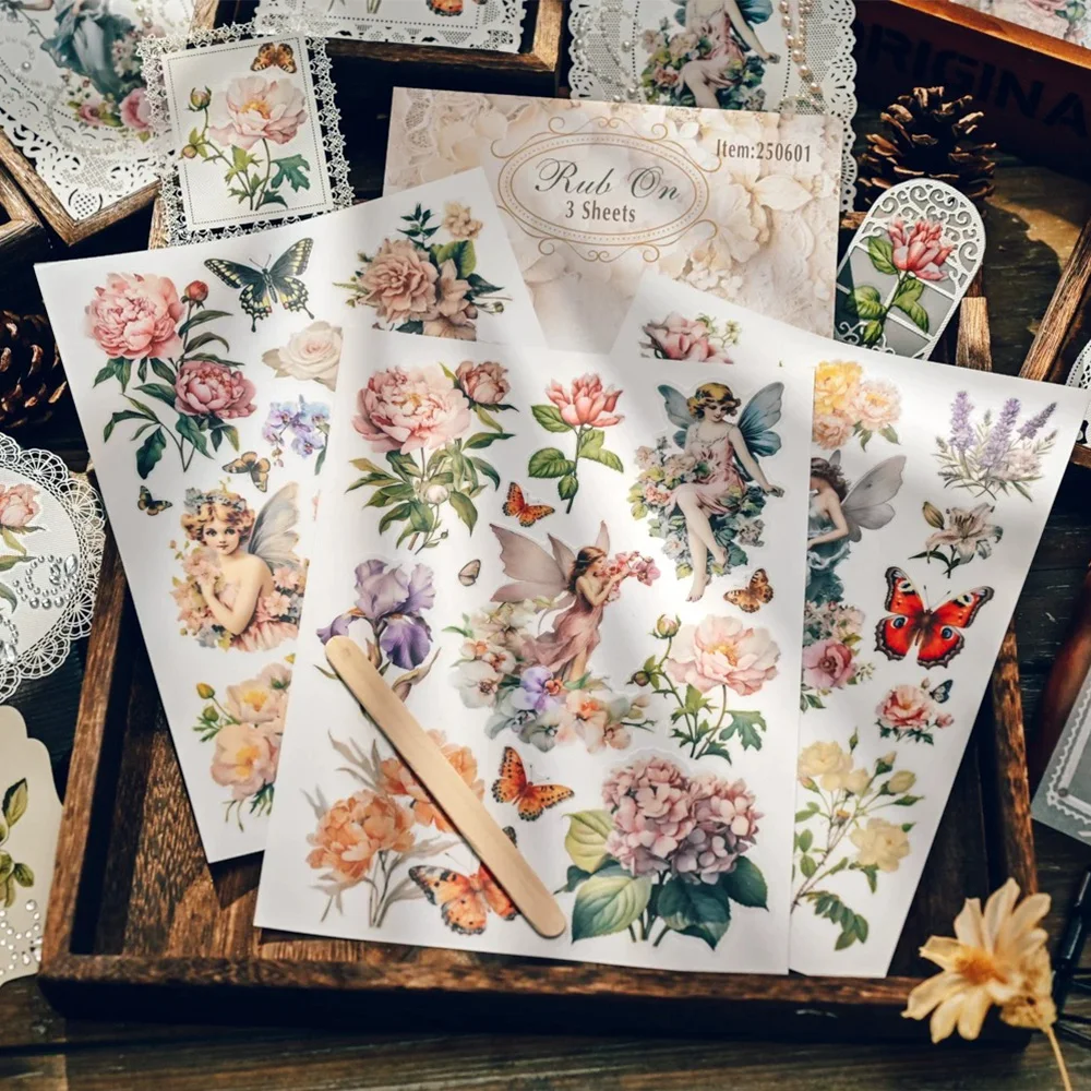 

KSCRAFT 3 sheets A5 Easter Rub On Sticker Scrapbooking Junk Journal Crafts Transfer Stickers DIY Photo Albums Decorative