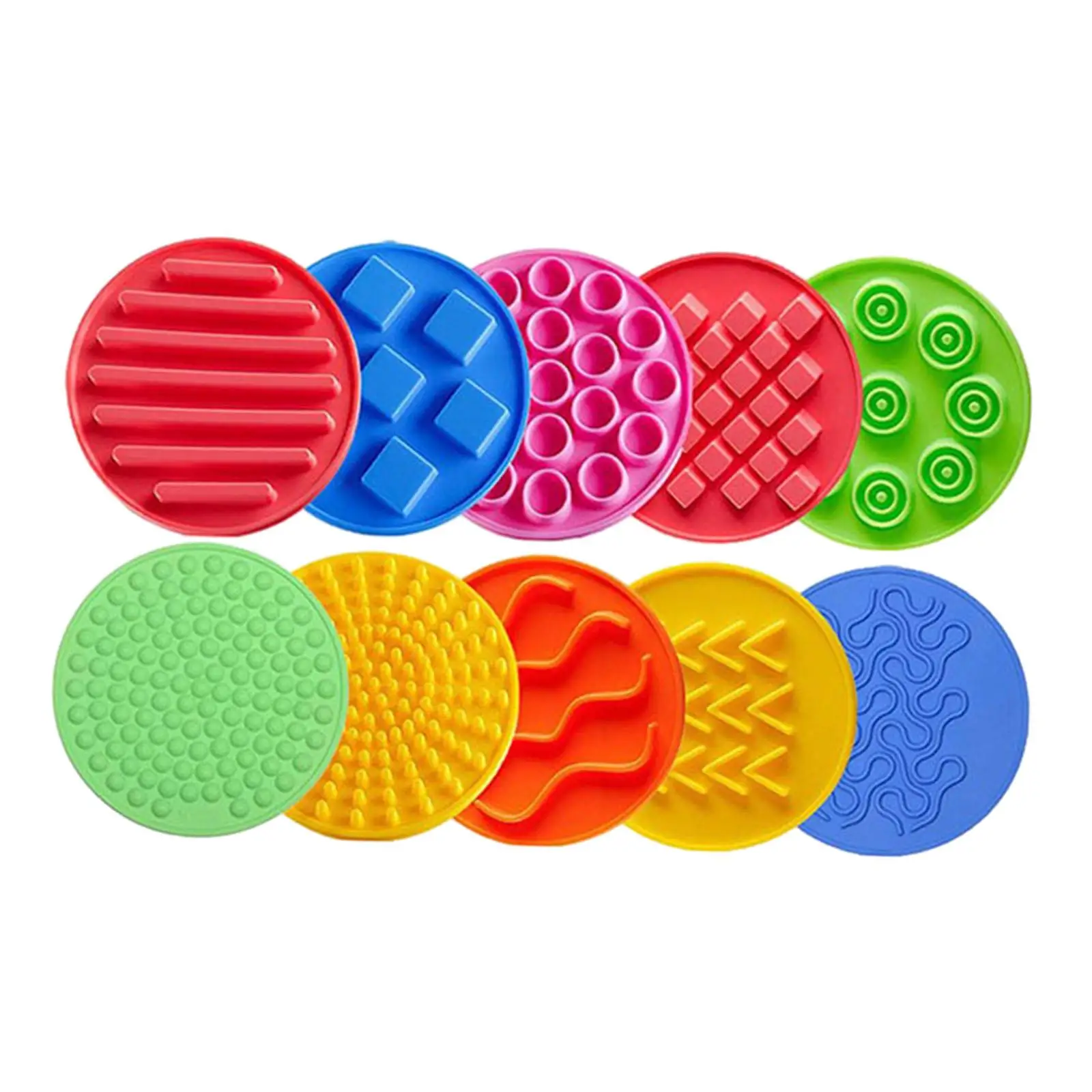 Kids Tactile Sensory Mats Silicone Circle Pads for Children Motor Skills Toys Educational Sensory Play Activities 10 Pack