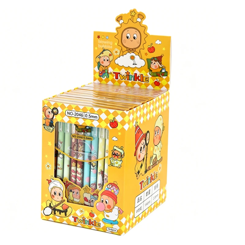 12PCS Wishful Star Human Pressure Pen Creative Peripheral Cartoon Printing Writing Pen Student Stationery Office Supplies
