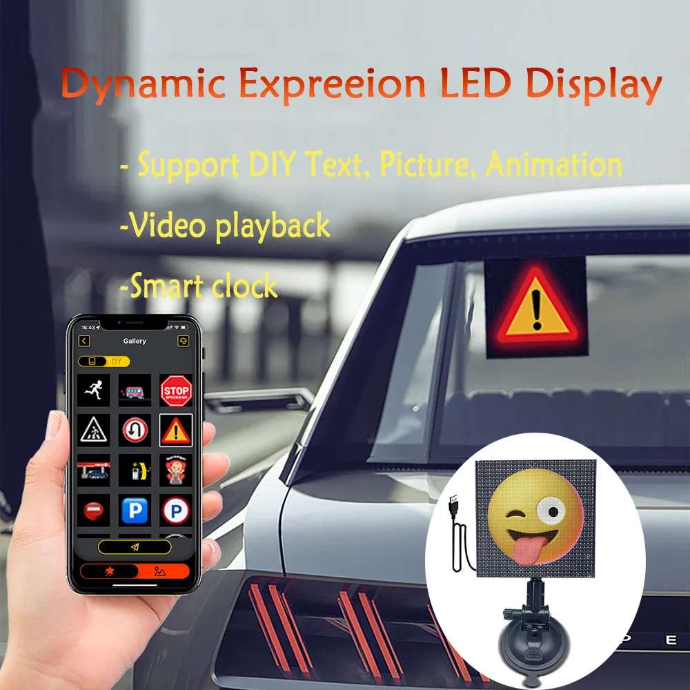 

LED Dynamic Display On Car Rear Window Mobile Phone APP Control DIY Expression Screen Panel Intelligence Funny Light Show