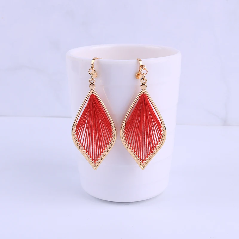 NEW Bohemian Vintage Cotton Thread Water Drop Clip on Earrings for Women Girl Temperament Without Piercing Ear Clips Jewelry