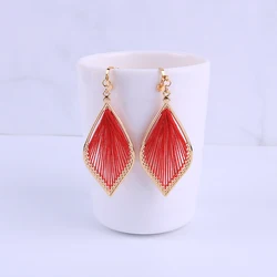 NEW Bohemian Vintage Cotton Thread Water Drop Clip on Earrings for Women Girl Temperament Without Piercing Ear Clips Jewelry