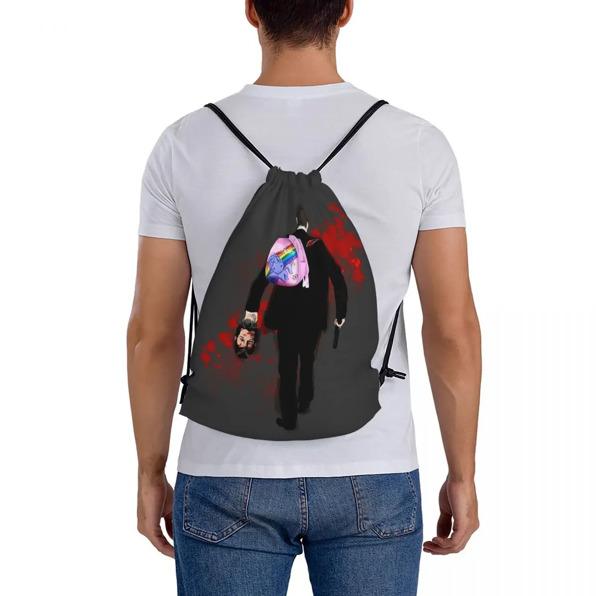 Hello Unicorn Altered Carbon Backpacks Drawstring Bags Drawstring Bundle Pocket Sports Bag Book Bags For Man Woman School