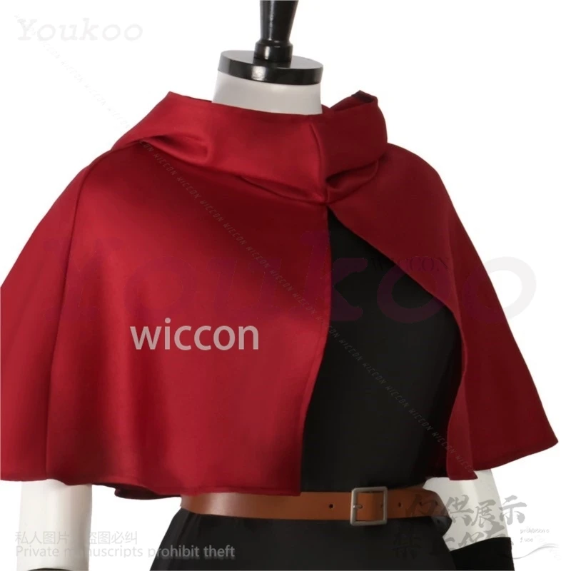 Costume de Cosplay Anime Delicious In Dungeon Rinsha Fana, cape châle rouge, robe noire, uniforme Sexy, perruques pour femmes et filles