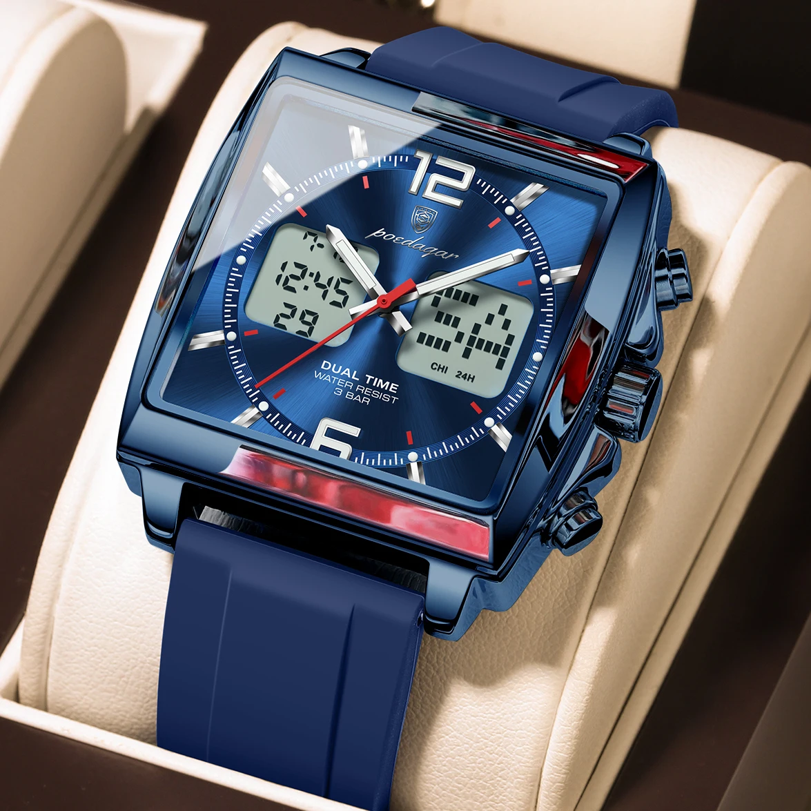 Men's Electronic Square LED Alarm Chronograph Watch