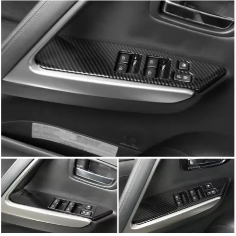 車-abs-カーボン窓ガラスリフトボタントリムスイッチカバードアアームレストパネル-lhd-三菱パジェロスポーツ-2020-2022