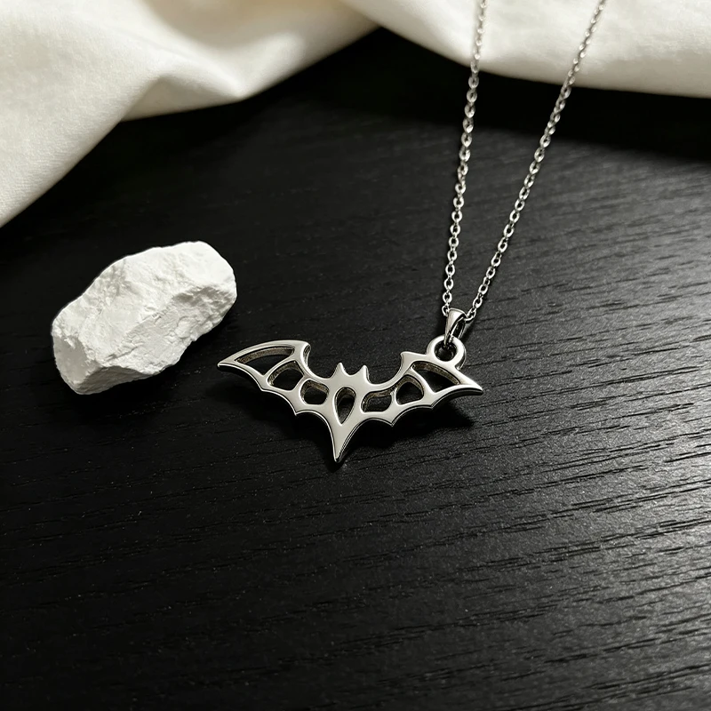 Halloween Necklace Stainless Steel Coffin Bat Mummy Spider Web Pendant Delicate Spooky Ornament Holiday Costume Jewelry Gift