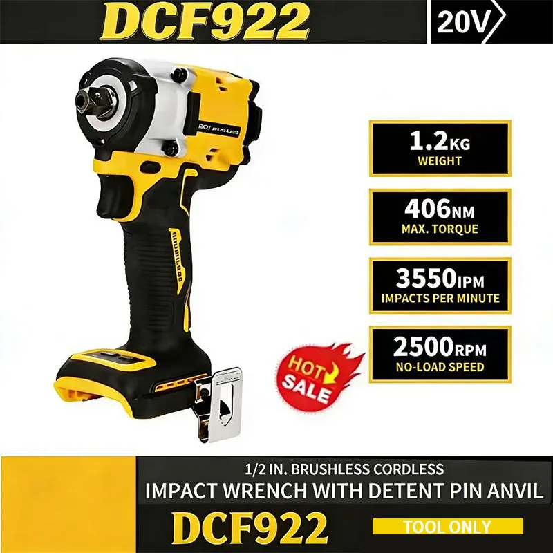 

2026 DCF922 Compact impact wrench 20V brushless 1/2 "cordless wrench kit, original motor lithium battery pack power tool