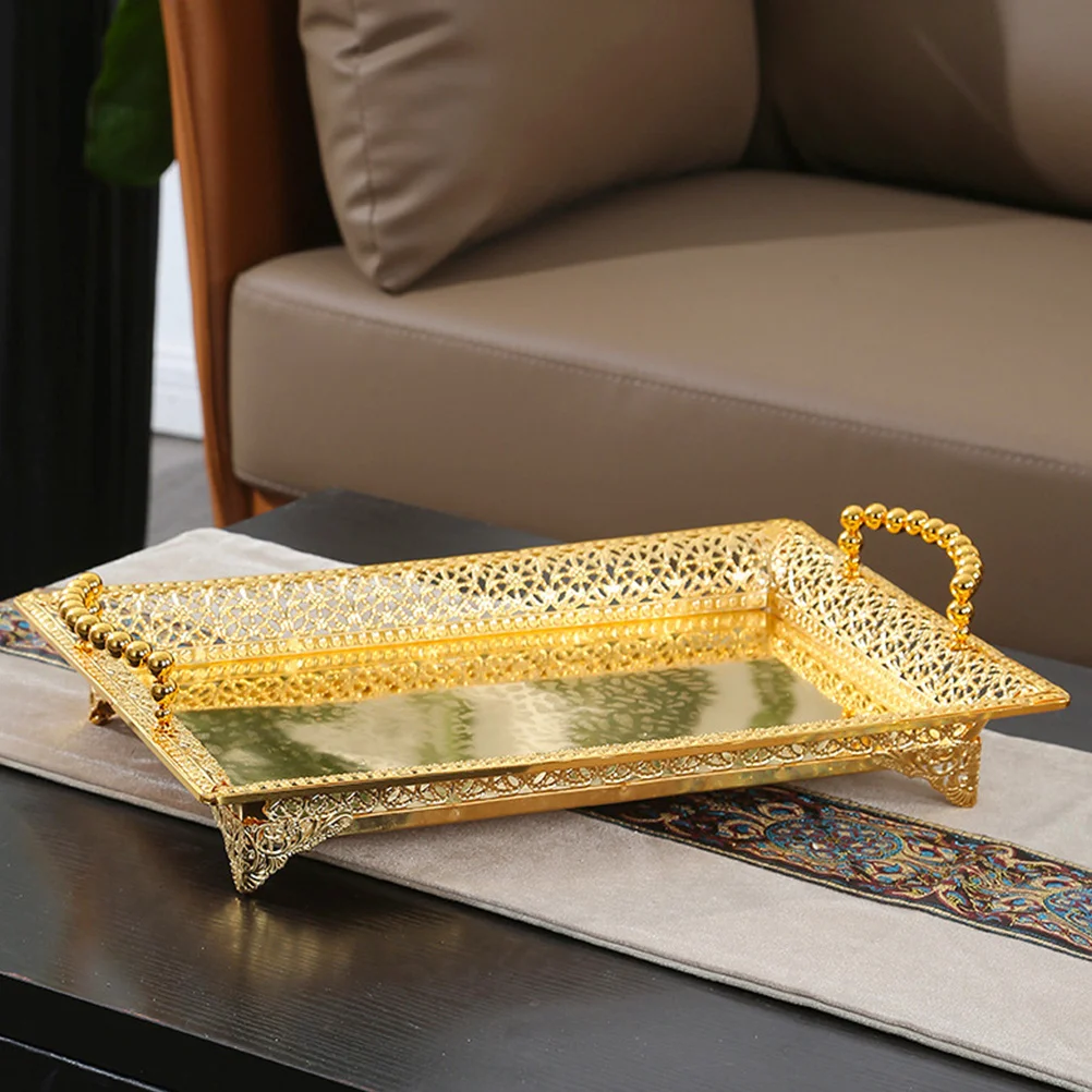 

Snack Dish Dried Fruit Handheld Food Storage Container Candies Plate European Style Metal Serving Tray For Cookies Nuts Desktop