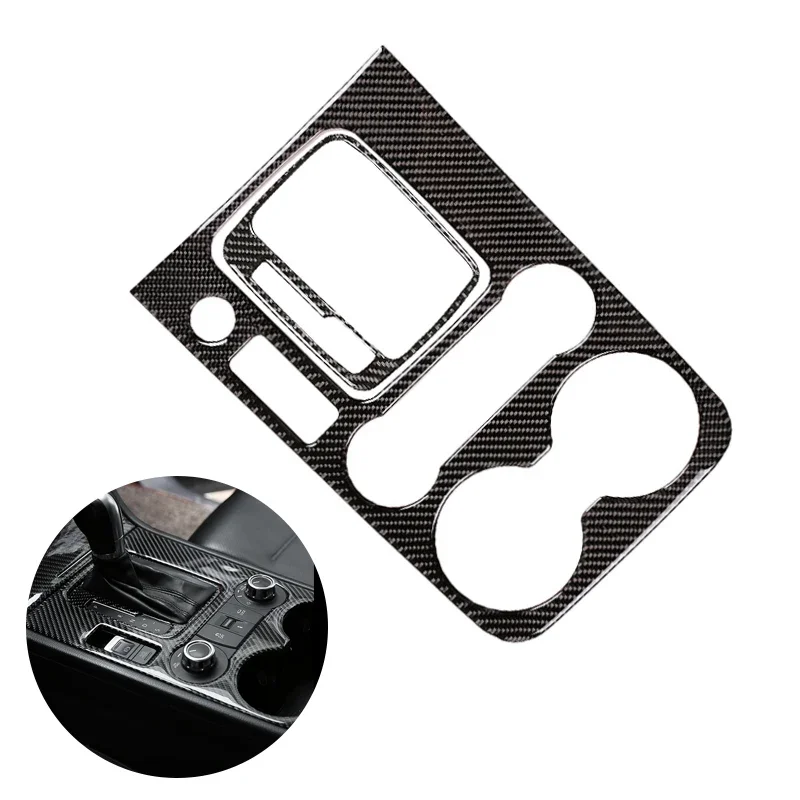 

Real Carbon Fiber Car Interior Center Control Gear Shift Panel Water Cup Holder Cover Frame Trim For VW Touareg 2011 - 2018