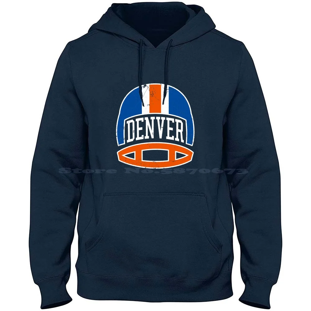 Denver Retro Helmet Blue 100% Cotton Hoodie T Shirt American Football Afc West Russell Jerry Jeudy Randy Gregory Nathaniel