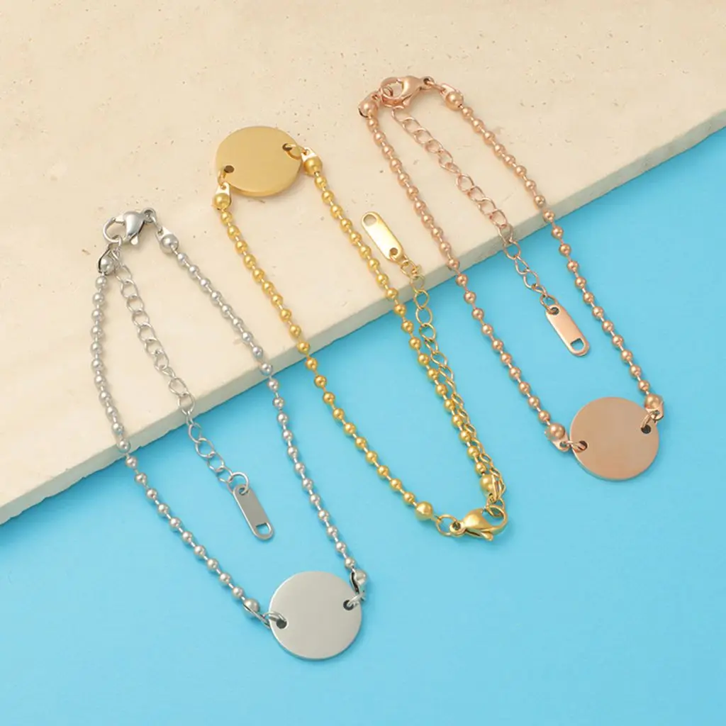10 pieces 10/15/20/23/25 MM Bohemian Mirror Polished Stainless Steel Round Disc Bracelets for Women Fashion Jewelry Accessories