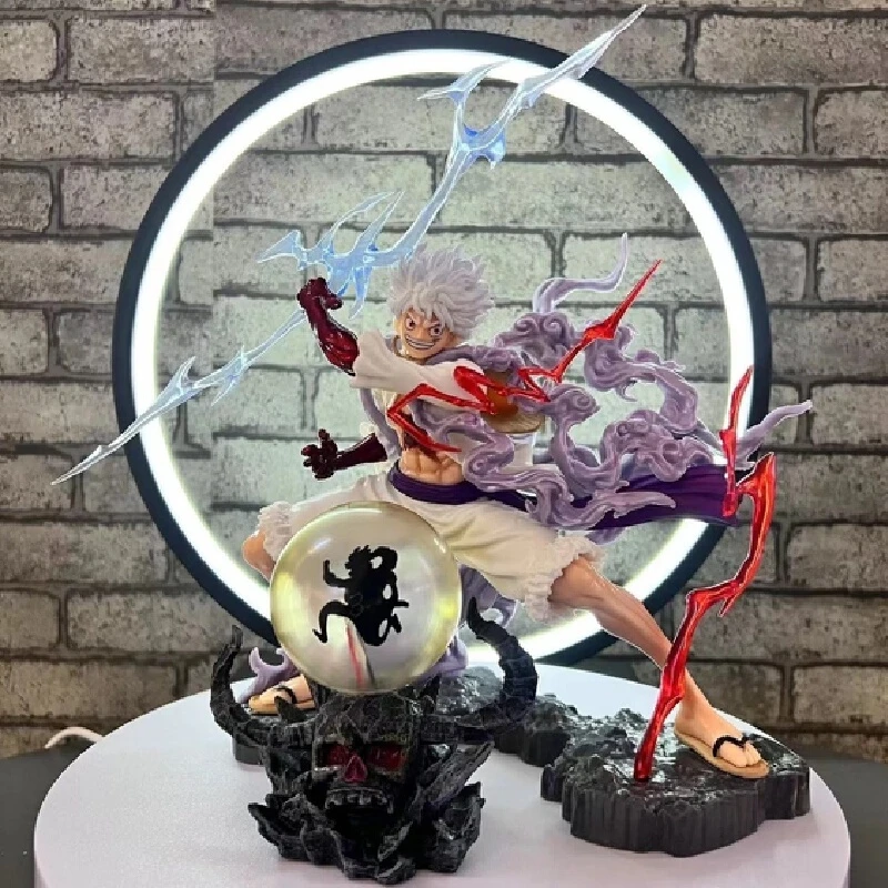 

2025 New One Piece 5th Level Luffy Sun God Nika Grips Thunder and Gods Together Anime Peripheral Handmade Ornament Special Gif