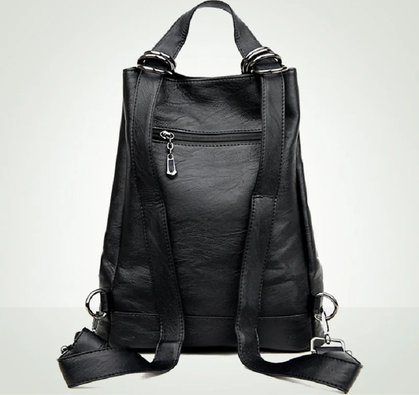 New Korean Fashion Large Capacity Bucket Backpacks Women's High Quality Soft Leather Shoulder Bags School Bag Crossbody Bagpack