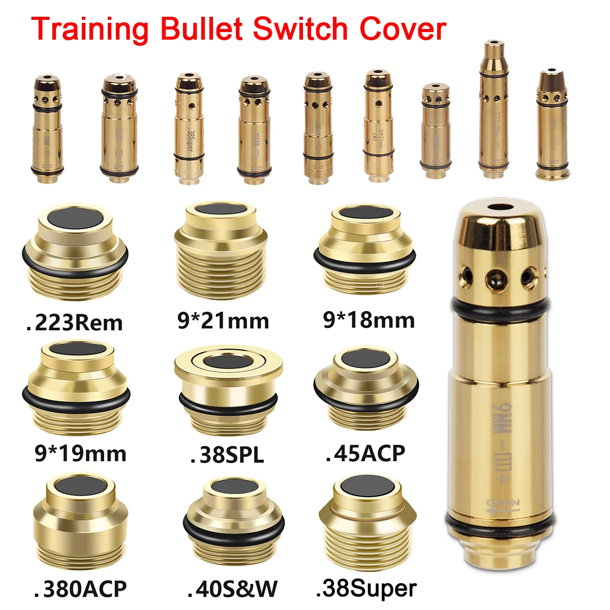 9x19mm Laser Training Bullet Switch Cover 223Rem .380ACP .40S&W  Taurus G2C G43 Trainer Cartridge Boresighter Button Switch