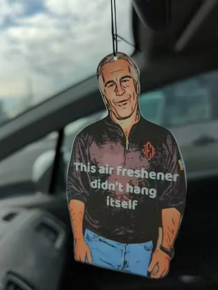 1PC Jeffrey Epstein Car Air Freshener Sick Humor Funny Dark Rear View Mirror Accessories Car Perfume Meme Pendant Hanging Charm