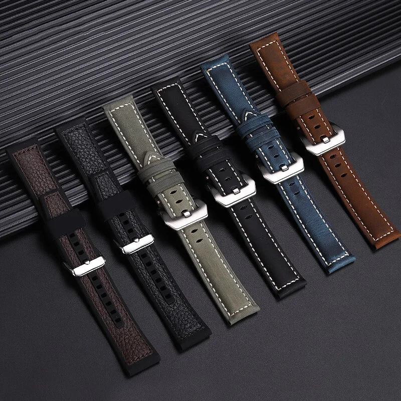 22mm genuine leather strap For seiko wine barrel men's watch SNKP27/SNKP25/SNKP23 series vintage cowhide strap for men