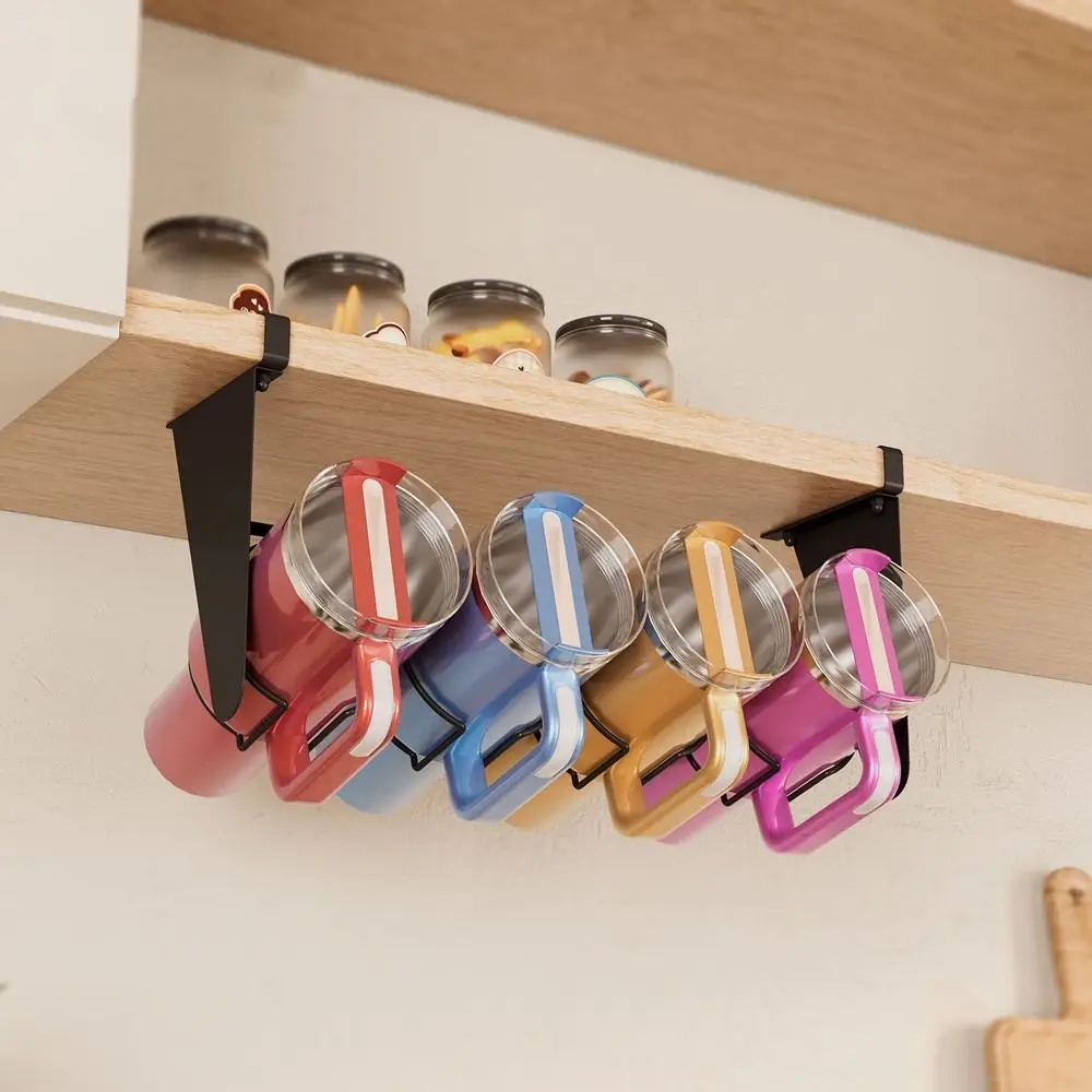 

Carbon Steel Under Cabinet Water Bottle Organizer Large Capacity Space Saving Water Bottle Hanging Holder Wall Mounted