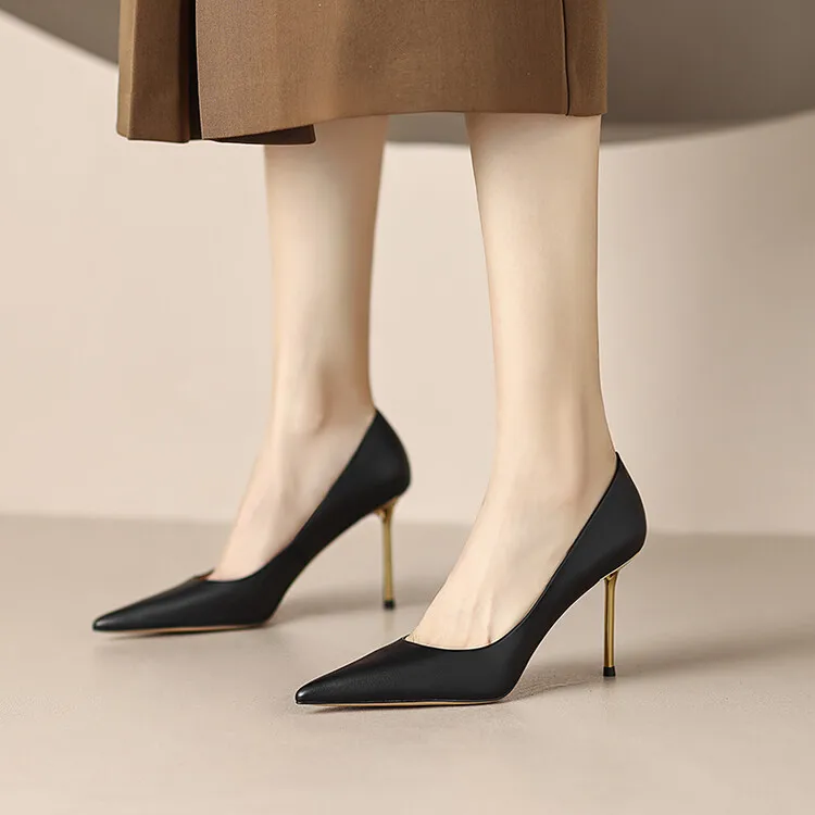 Chaussures Polyvalentes à Talons Aiguilles et Bout Jolie tu pour Femme, Chaussures de Luxe Légères, Modèle de Mode, Nouvelle Collection Printemps 2023, 4-17D