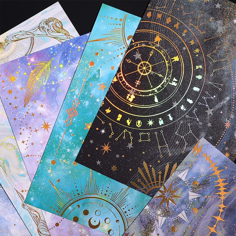 15 pcs Vintage Starry array Bronzing Material paper Planner handmade DIY Diary Scrapbooking Creativity Background paper