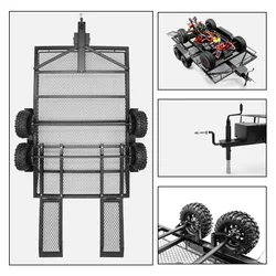 Metal Simulation Dual Axle Trailer Set for 1/18 RC Crawler Car Traxxas TRX4 SCX10 SCX6 Accessories