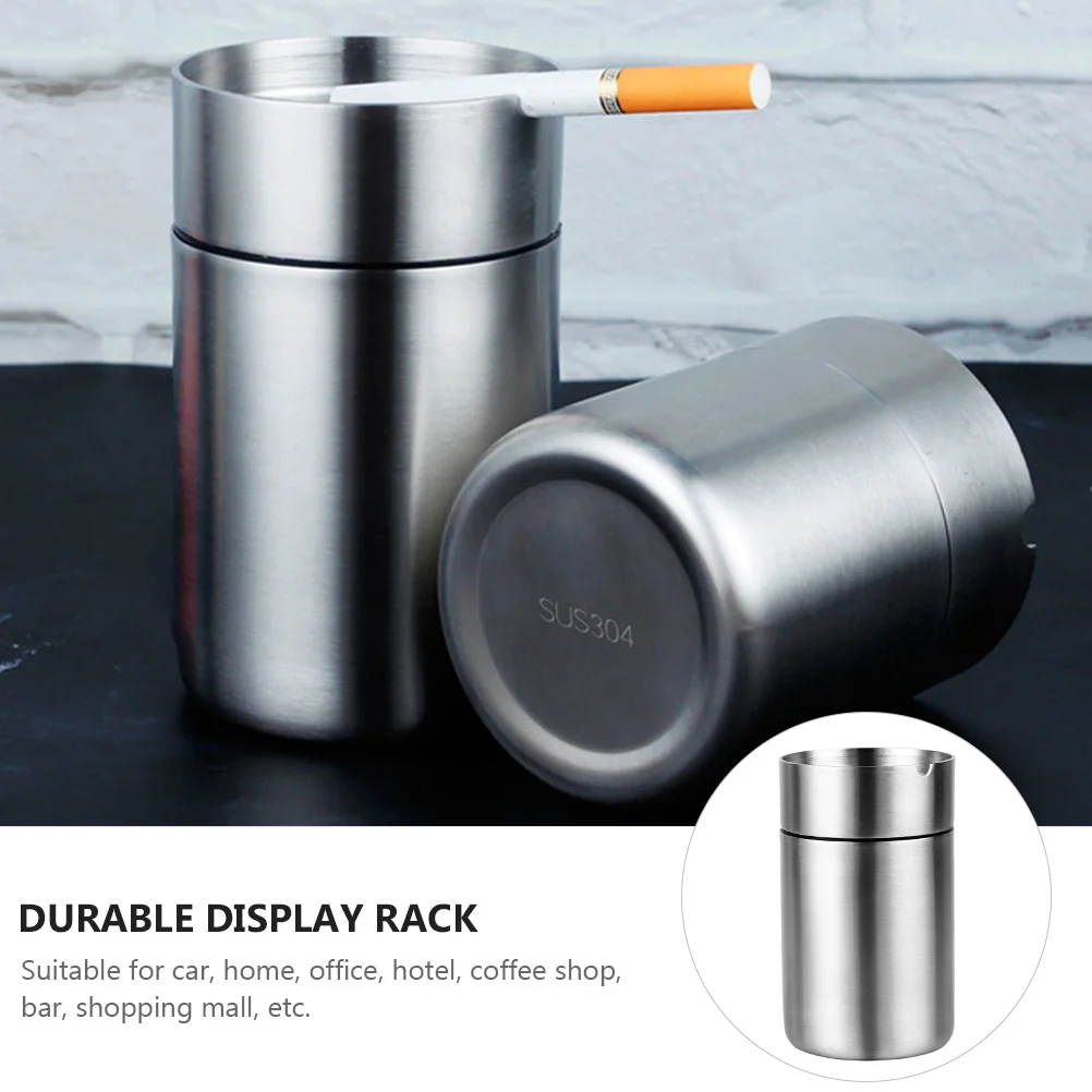 

Metal Ashtray With Lid Detachable Windproof Portable Car Home Office Use Stainless Steel Ash Holder Cigarette Cleaning