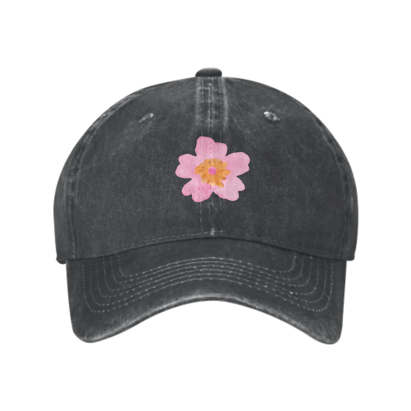 Watercolor Cherry Blossoms Baseball Cap Adult Denim Hat Cotton Fashion Washed Cap Unisex Adjustable Outdoor Sports Daily