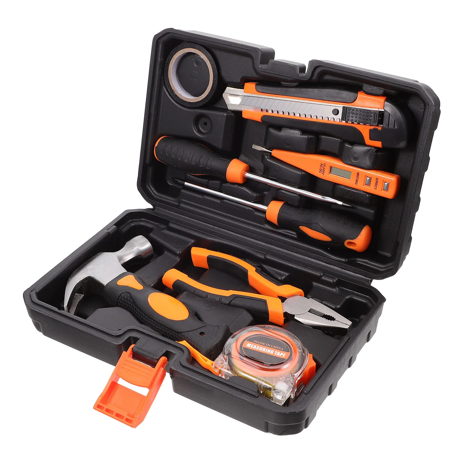 

8Pcs Home Tool Kit Durable Hand Tool Set for Household Repairs Portable Organizer with Pliers Wrench Tape Measure