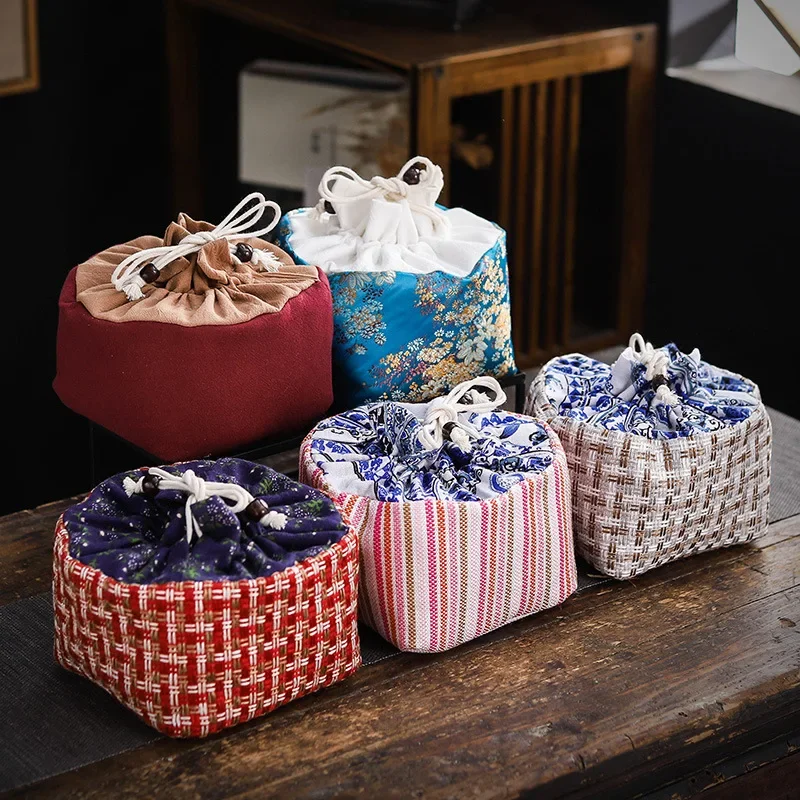 12.2x12.2x14cm Travel Teaware Set Storage Bags Portable Ceramics Storage Pouches Stationery Jewellery Drop-proof Organiser Bag