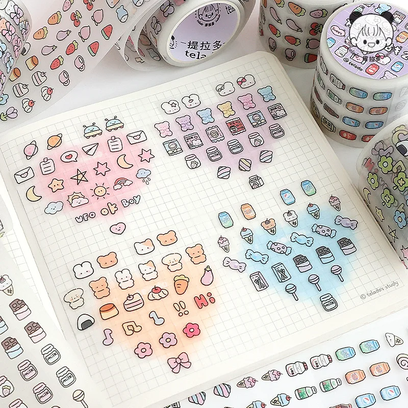 3M Graffiti Hand Tent PET Waterproof Kawaii Tape Colorful Letter Symbols Cute Cartoon Creative Decorative Stickers Material