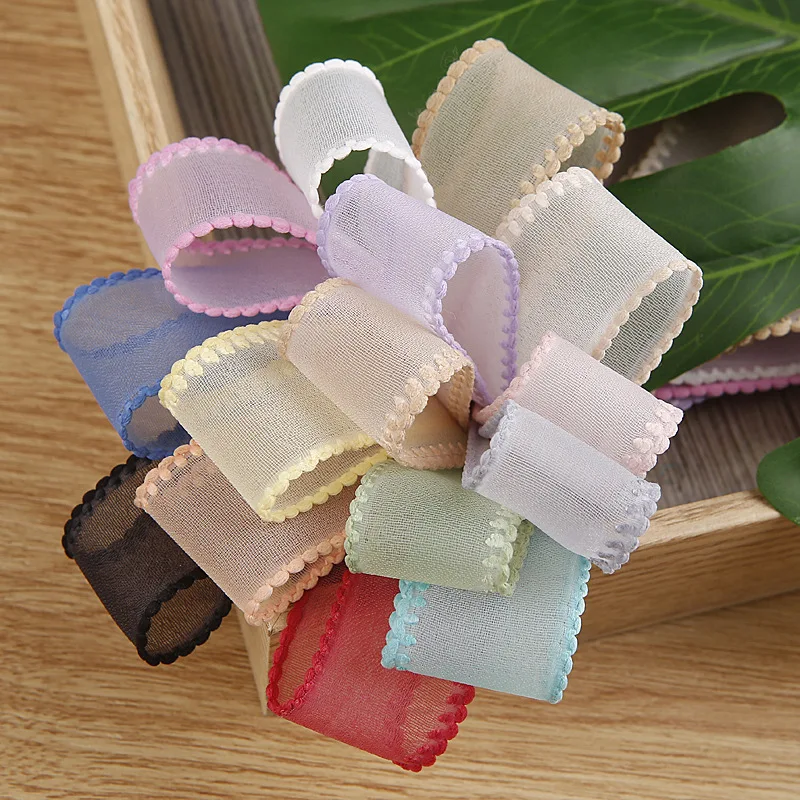 Wave Dots Organza Ribbon Bow Material For Hair Ornament Gift Wrapping Decoration Lace Tulle 7mm 10mm 16mm 25mm 40mm Mesh Tapes