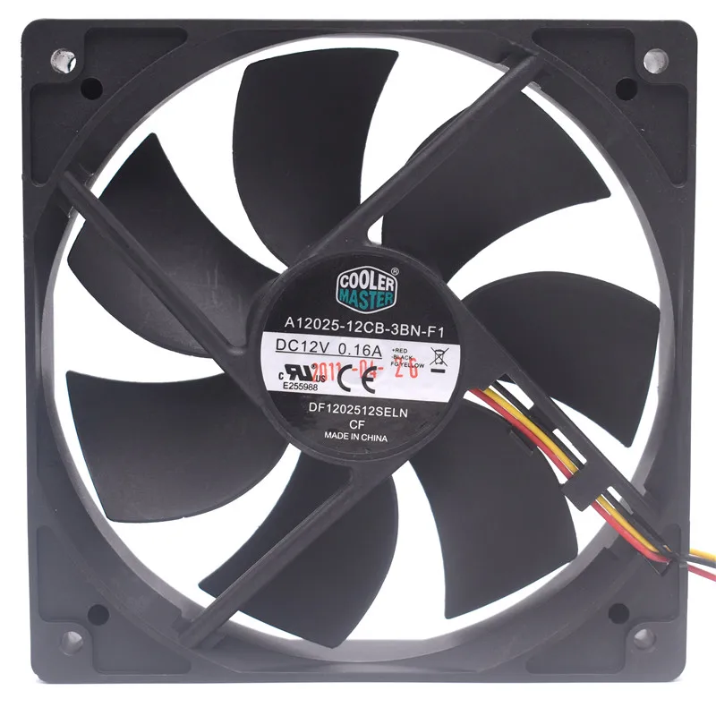 For Cooler Master A12025-12CB-3BN-F1 DC 12V 0.16A 12cm 12025 120x120x25mm 1.92W 1000RPM Cooling Fan