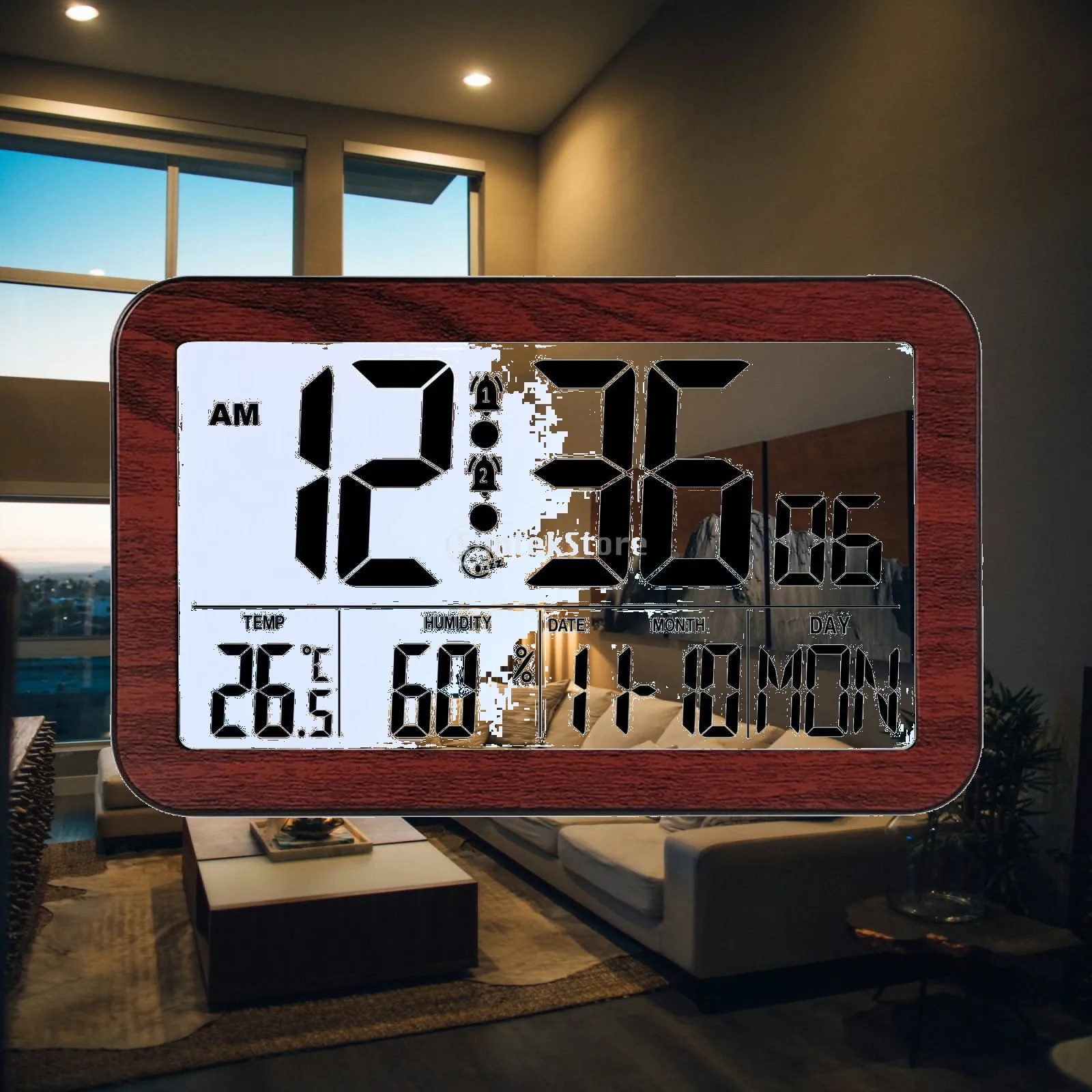 Large Digital Wall Clock Multifunctional Display Smart Desktop Clock with Humidity Temperature for Home Workspace