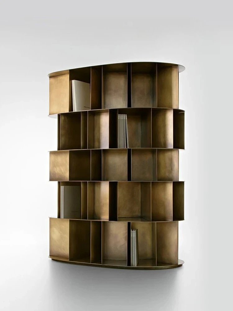 

Italian Minimalist Stainless Steel Bookcase Living Room Modern Light Luxury Display Stand Multi-Layer Designer Bookshelf