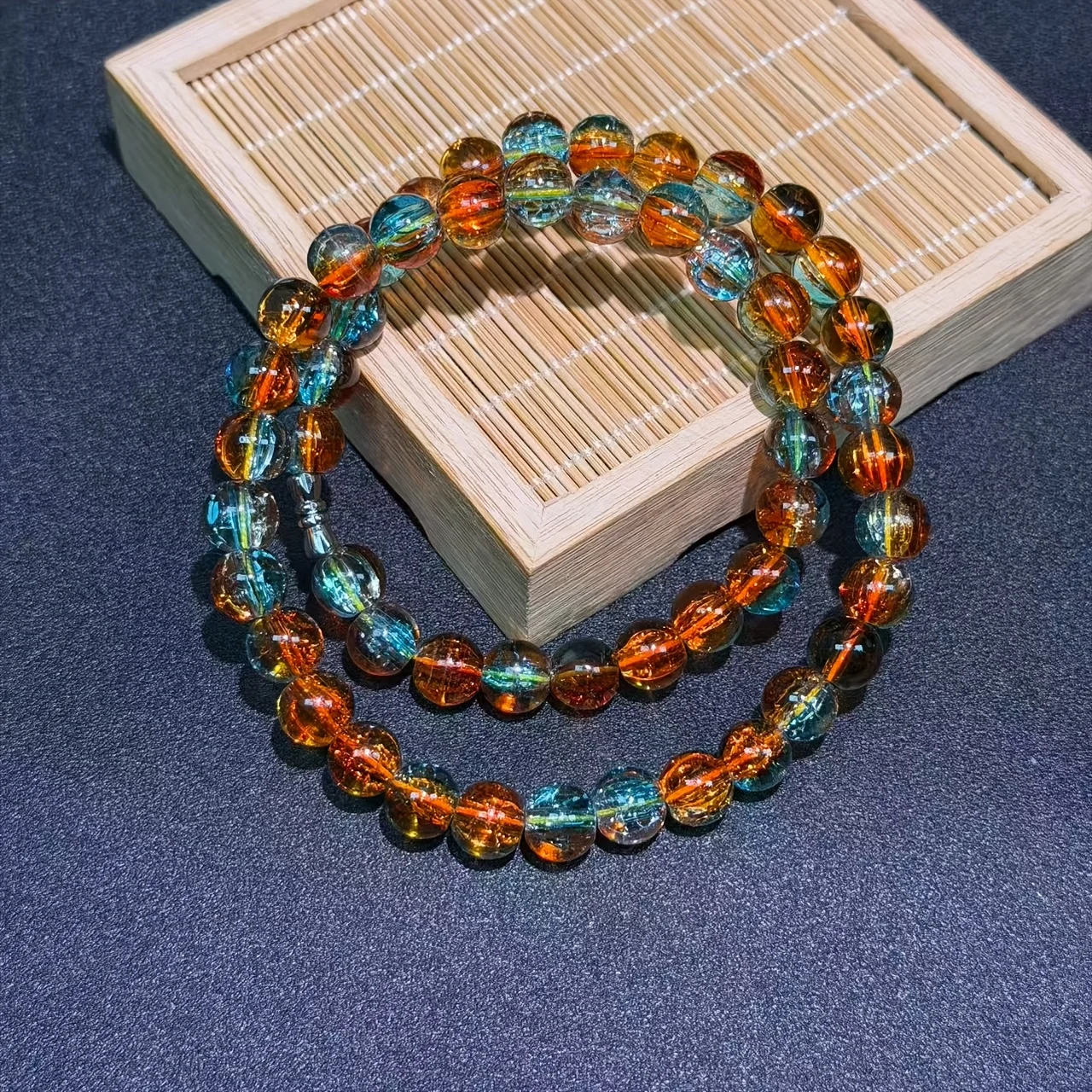 Bohemian glazed ice crack flower beads handmade beaded necklace